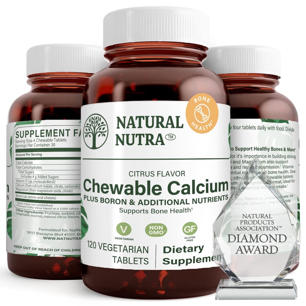 Suplemento de calcio natural nutra para la fuerza ósea, promueve la salud muscular, ayuda a mejorar la salud de los dientes, apoyar la salud nerviosa y la salud cardiovascular, mejorar la fuerza ósea, 120 tabletas