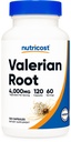 Nutricost Valerian Root Capsules (1000mg Por Serving) 120 Capsules - 4,000mg Equivalent Por Serving (4:1 Extracto), Vegetarian Caps, Gluten Free, Non-GMO