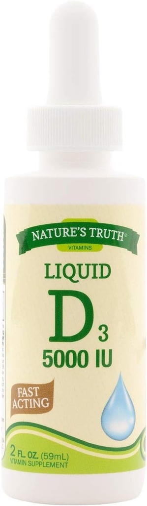 Verdad de la Naturaleza D3 5000 UI Suplemento de Vitamina Actuada Rápido Liquid - 2 oz, Pack de 5