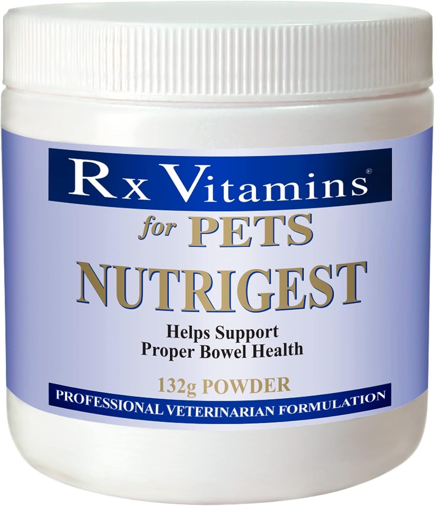 Vitaminas Rx para mascotas Nutrigest para perros &amp; gatos - Ayuda Soporte adecuado Bowel &amp; Digestive Health - Veterinarian Formulated Probiotic - Powder 132g