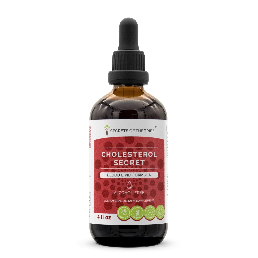 Secretos de la Tribu - Secreto del Colesterol, Fórmula de Lipid de Sangre, Suplemento de hierbas Tiradas de líquido libre de alcohol Extracto 4 fl oz