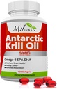 Aceite de Krill Antártico - 120 Softgels - Omega-3 EPA, DHA, con Astaxanthin - Fuente de Krill Rojo - Fuerza máxima - 500 mg