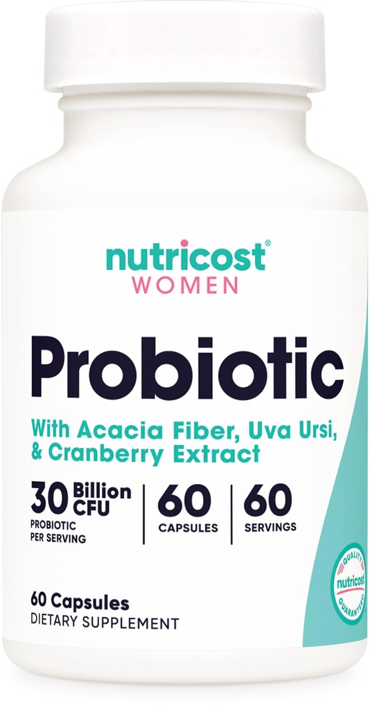 Nutricost Probiotic for Women 30 Billion CFU, 60 Capsules - Complejo con Acacia Fiber, Uva Ursi & Cranberry Extract, Non-GMO & Gluten Free
