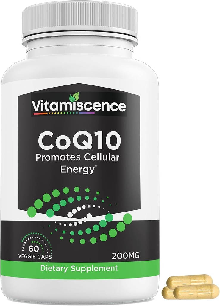 CoQ10, One Pack, 200mg, 60 cápsulas Cuenta. Promueve energía celular, antioxidante, Co q10 Suplementos, para hombres y mujeres.