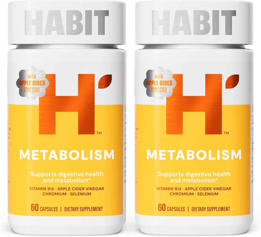 Metabolismo Habit Suplemento 2 Pack (120 cápsulas) - Apoya el metabolismo de la salud digestiva, vitamina B12, selenio, cromo, vinagre de manzana, vegano, no OMG