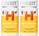 Metabolismo Habit Suplemento 2 Pack (120 cápsulas) - Apoya el metabolismo de la salud digestiva, vitamina B12, selenio, cromo, vinagre de manzana, vegano, no OMG