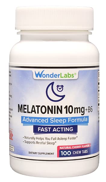 Wonder Laboratories Chewable Melatonin 10mg + B6 Fast Dissolve te ayuda a caer más rápido, permanecer más largo 100 conteo