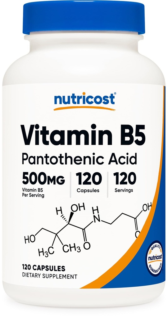 Ácido Pantoténico Nutricost (Vitamin B5) 500mg, 120 cápsulas