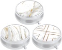 3 Pack Pill Box, Small Pill Case for Purse & Pocket, Cute Travel Medicine Organizer, Portable Medicine Container Holder to Hold Vitamins, Medication, Fish Oil & Supplement, White Marble