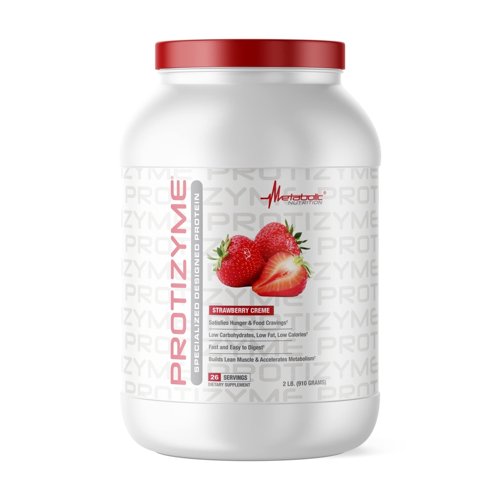 Nutrición metabólica ← Protizyme TEN 100% Whey Protein Powder TEN High Protein, Low Carb, Low Fat with Digestive Enzymes, 24 Essential Vitamins and Minerals ⋅ Strawberry Creme, 2 Pound