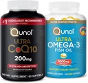 Qunol Ultra CoQ10 200mg Softgels - Ultra High Absorption Coenzyme Q10 Suplemento - 2 Month Supply - 60 Cuenta + Fish Oil Omega 3 Mini Softgels, 1000mg Omega 3 EPA + DHA, 3 Month Supply, 180 Cuenta