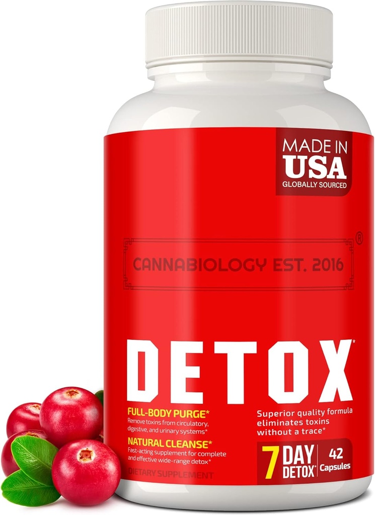 CANNABIOLOGY EST. 2016 Complete Body Cleanse - Natural Detox Body Cleanse Support for Liver, Urinary Tract, Digestive System - Made in USA - Body Detox and Cleanse for Women &amp; Men - 42 Vegan Caps