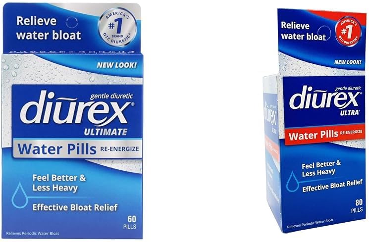 Diurex Ultimate 60 Conde &amp; Ultra 80 Conde Water Pills Bundle - Maximum Strength Diuretic para Prompt Bloat Relief