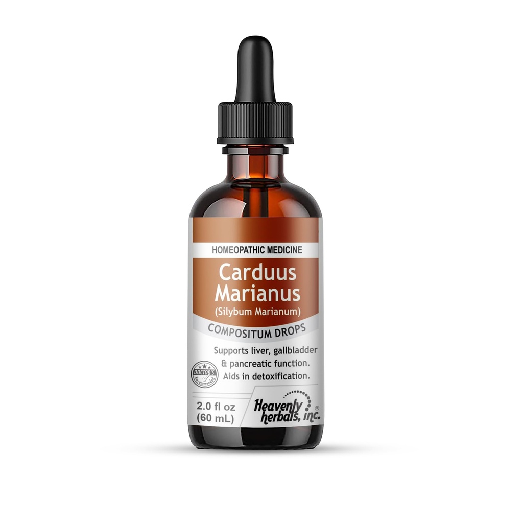Herbals celestiales, Inc. Carduus Marianus Compositum Homeopathic Drops, soporta Liver, Gallbladder &amp; Pancreatic Function. Ayudas en la desintoxicación. 2.0 fl oz (Alcohol Free)
