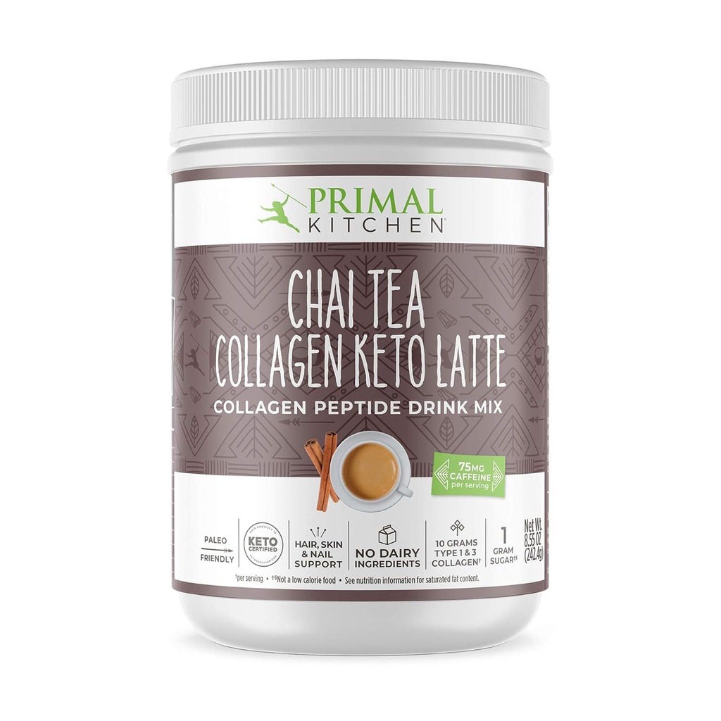 Primal Kitchen Chai Tea Collagen Keto Latte Powder, Collagen Peptide Drink Mix, 8.55 onzas