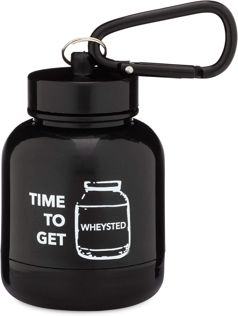 ONMYWHEY - Protein Powder &amp; Supplement Funnel Keychain, Portable To-Go Container for The Gym, Workouts, Fitness, &amp; Travel - TSA Aprobado, Time To Get Wheysted