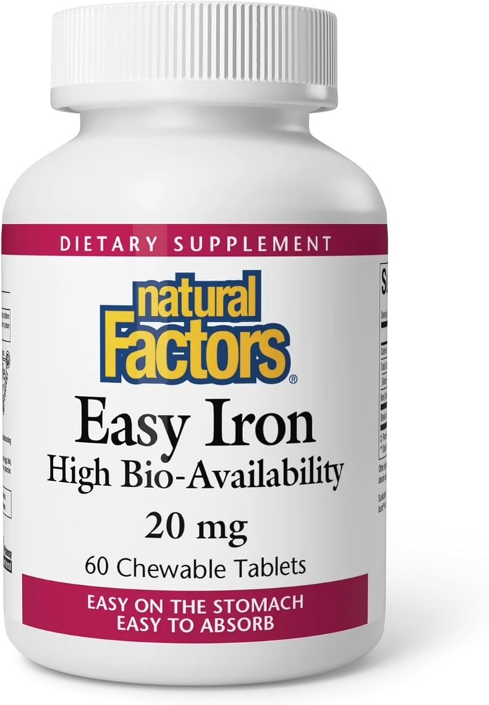 Factores naturales Cifras de hierro fácil 20mg 60 pestañas (Multi-Pack)
