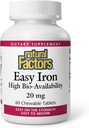 Factores naturales Cifras de hierro fácil 20mg 60 pestañas (Multi-Pack)