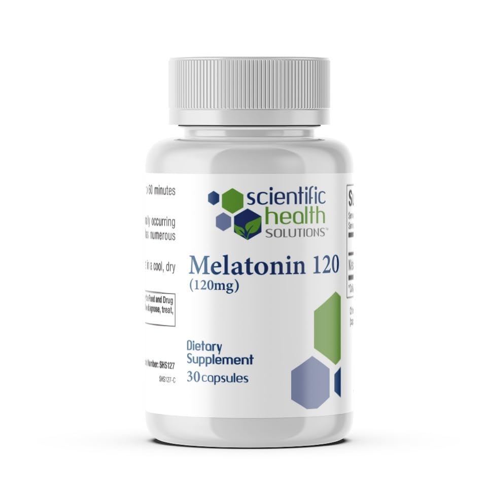 Melatonina 120mg ← Melatonina de dosis única en cápsulas fáciles de cambiar Ø Vegan, No Gluten-Free ← US-Made Extra Strength Melatonin