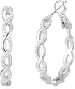 Senteria 925 Pendientes de plata para mujer Pendientes de aro giratorio ligeros con zirconia cúbica Pendientes de aros hipoalergénicos (20/30/40/50/60MM)