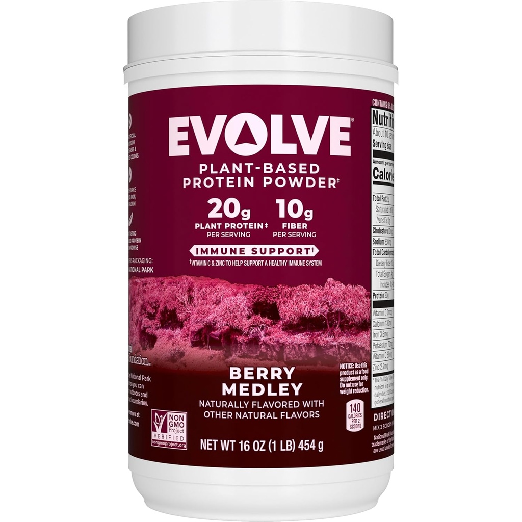Evolve Protein Powder, Berry Medley, 20g Protein, 1 libra