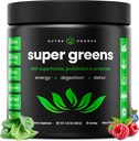 NutraChamps Super Greens Powder Premium Superfood ← 20+ Organic Green Veggie Whole Foods TEN Wheat Grass, Spirulina, Chlorella ANTE Antioxidante, Enzyme Digestivo & Blends Probióticos (9.0 Oz, Berry)