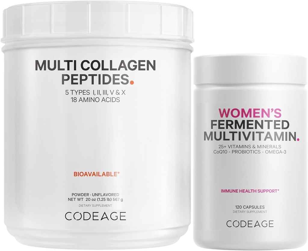 Codeage - Proteína Multi Collagen + Multivitamina diaria de las mujeres Bundle