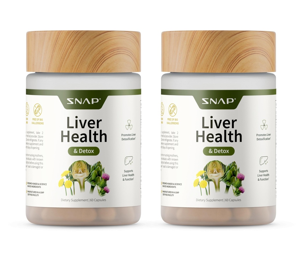 Snap Supplements Liver Health " Detox Supplement - Natural Support for Liver and Digestive Health, 60 Vegetarian Capsules (2-Pack)
