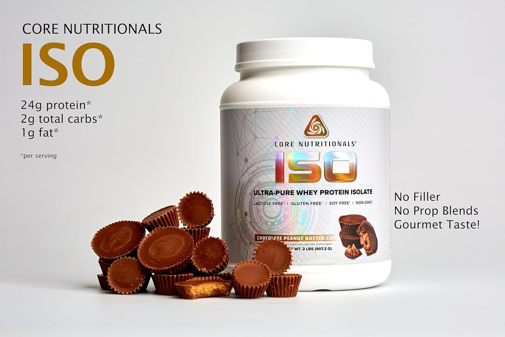 Core Nutritionals ISO, 100% Micro Filtros, Zero Artificial Fillers, 25g Whey Protein Isolate, 32 Servings (Chocolate Peanut Butter Cup)