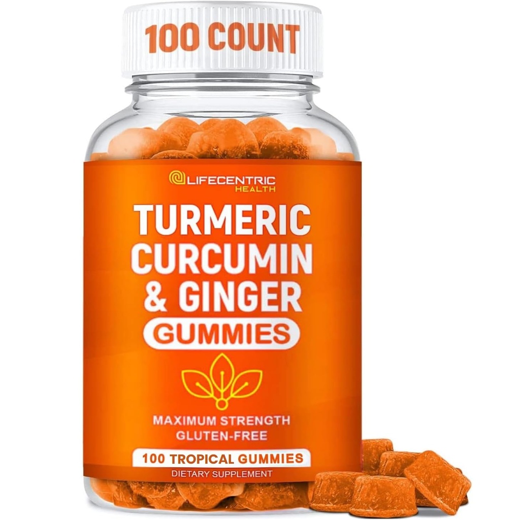 Gummies Turmérica para Adultos y Niños Silencio Max Strength Turmeric y Ginger Suplemento Silencio Vegan Orgánica Turmérica Curcumina Natural Gummies for General Health ← Mejor Curcumin Suplemento con Ginger