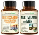 Glucosamine Chondroitin Turmeric MSM + Multivitamina 2-Bottle Suplemento Bundle para Él. Salud Conjunta, Respuesta Inflamatoria, Apoyo Inmunitario, Propiedades Antioxidantes