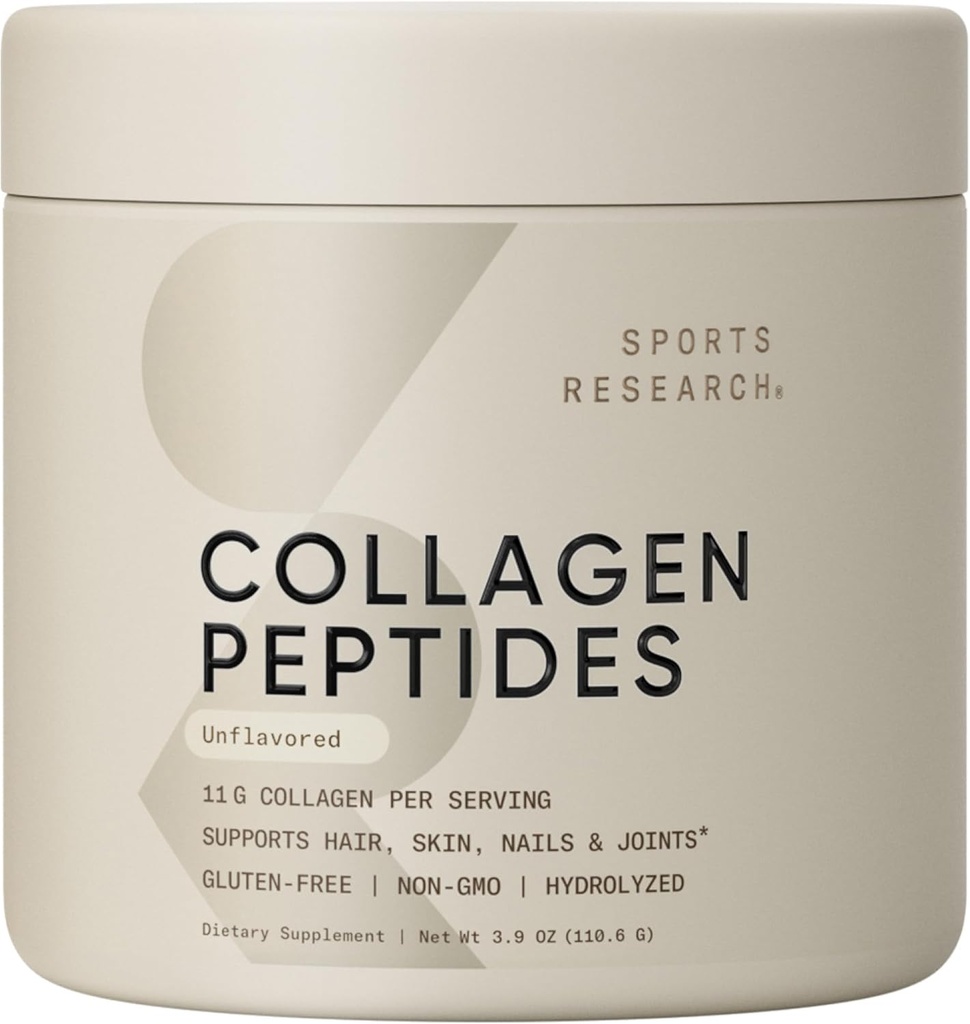 Collagen Peptides de investigación deportiva - Hydrolyzed Tipo 1 & 3 Collagen Powder Protein Supplement for Healthy Skin, Nails, & Joints - Easy Mixing Vital Nutrients & Proteins, Collagen for Women & Men