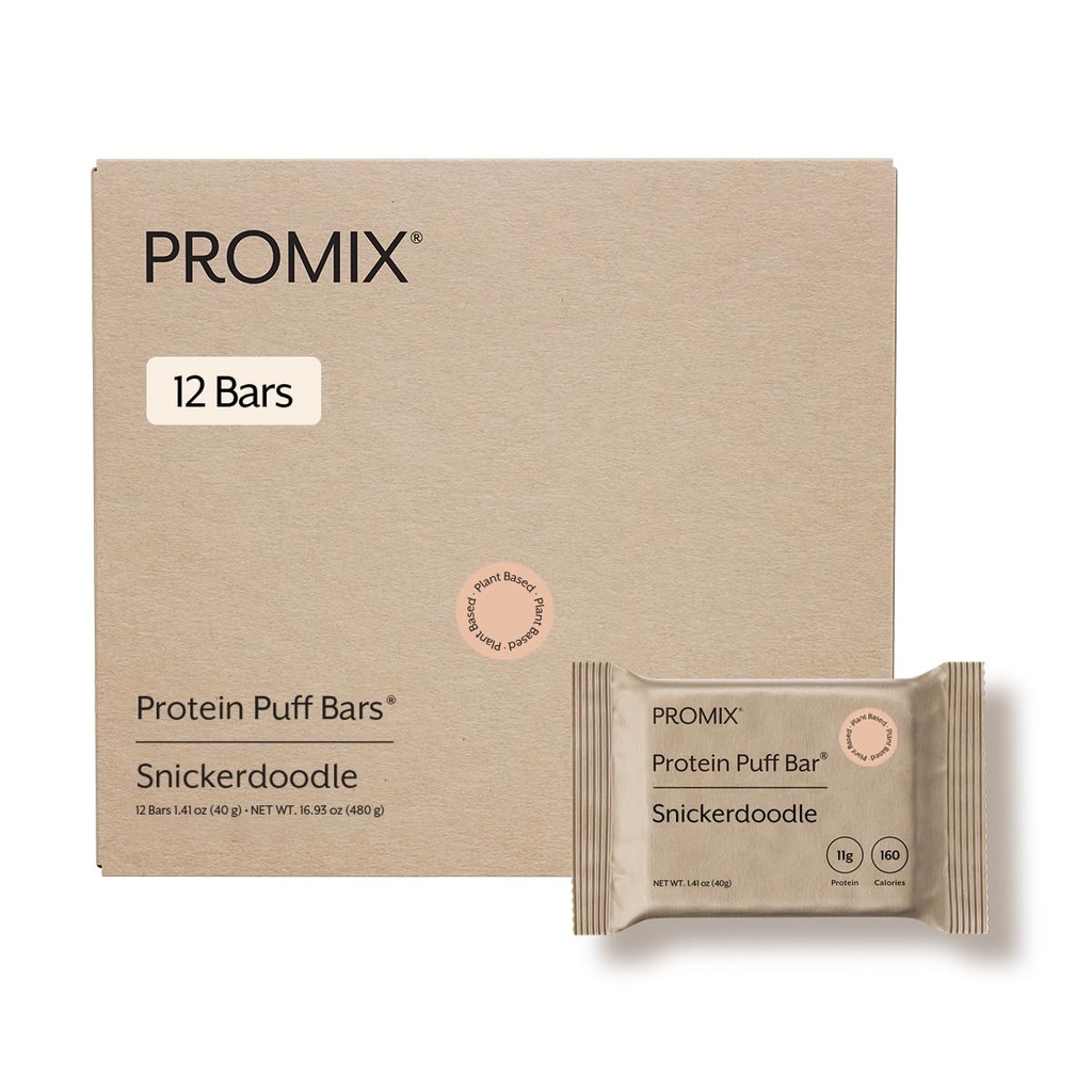 Promix Nutrition Vegan Protein Puff Bares ← High Protein, Low Calorie Marshmallow Crispy Treat ← Kosher, Soy Free - Cinnamon French Toast