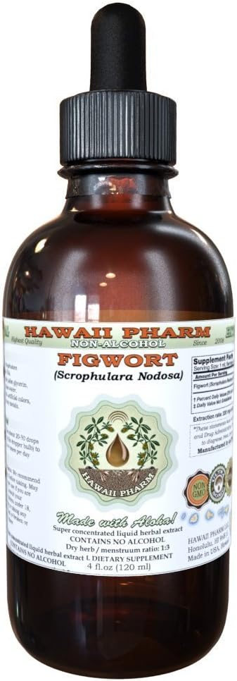 Extracto líquido libre de alcohol, Figwort orgánica (Scrophulara Nodosa) Herb seco Glycerite Hawaii Pharm Natural Herbal Suplemento 2 oz