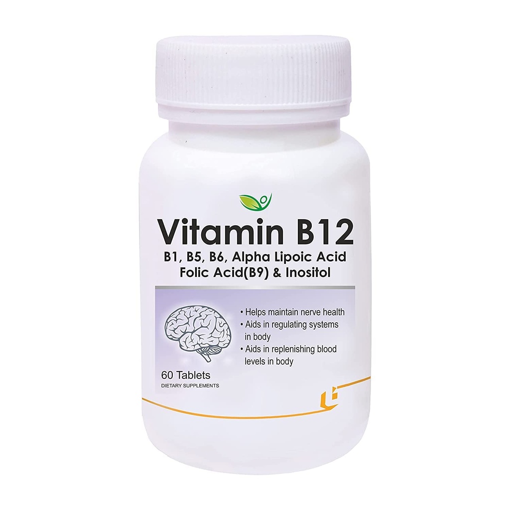 Verem Nutraceuticals Vitamina B12 con B1, B5, B6, B9(Acid Alilico), Acido Lipoico alfa ALA & Inositol Suplementos TENER Gestión Energética