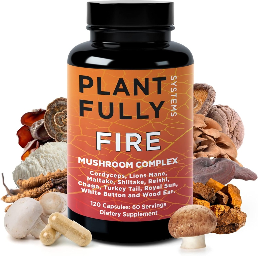 10-en-1 Mushroom Suplemento – Lion’s Mane, Reishi, Cordyceps, Chaga, Turquía Tail, Maitake & Shiitake – Complejo Nootrópico de Apoyo Cerebral, Memoria, Focus &amp; Energy – 120 Capsules, Made in USA