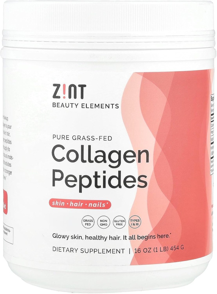 Péptidos de colágeno de Zint (16 onzas): Anti Aging Collagen Proteína de polvo de hierro Proteína Suplemento de belleza - Esquí, pelo, uñas