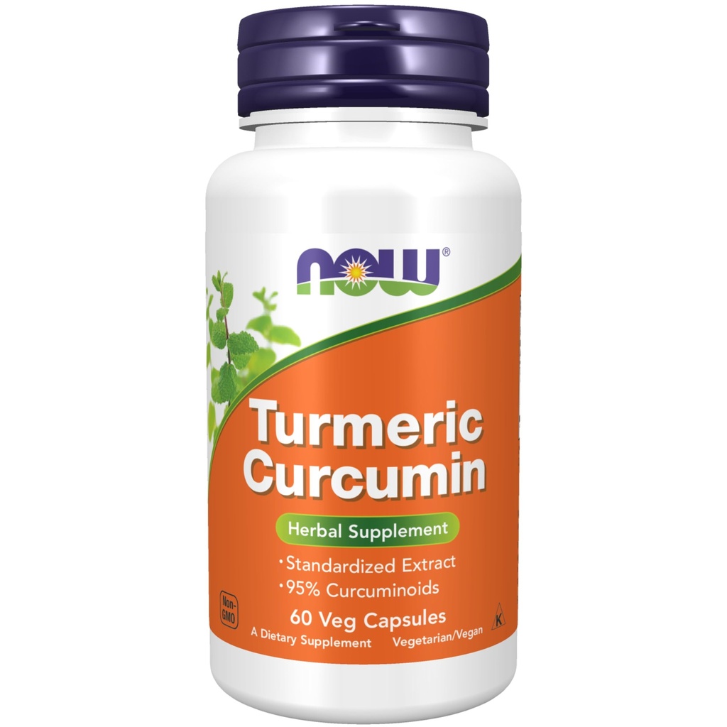 AHORA Suplementos de alimentos, Curcumina Turmérica, derivado del extracto de raíz tormérica, 95% Curcuminoides, Suplemento Herbal, 60 cápsulas de verduras