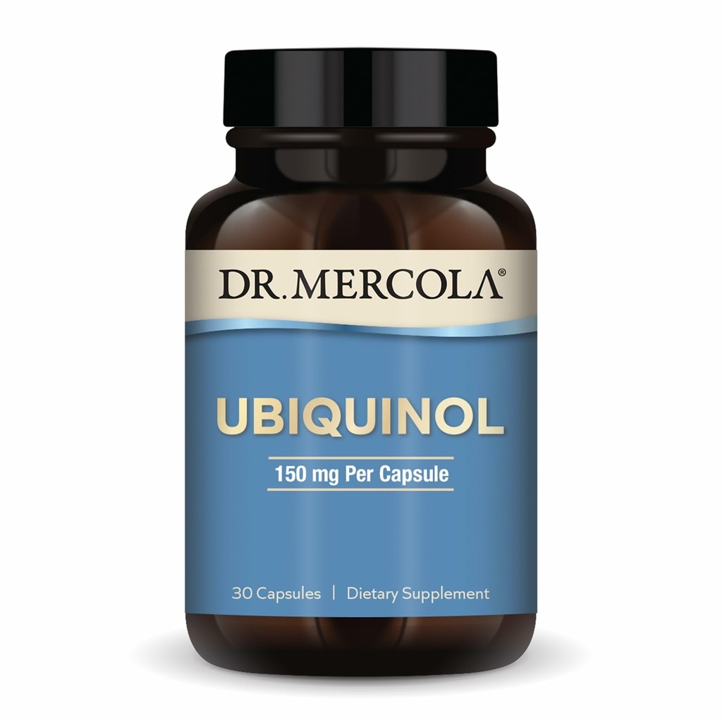 Dr. Mercola Ubiquinol 150 mg, 30 Serviciones (30 cápsulas), Suplemento dietético, apoya la producción de energía, no GMO