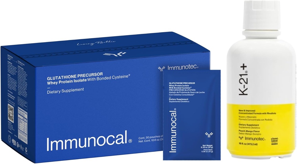 Inmunocal Bundle con K-21 - Gluthathione Precursor, Whey Protein Isolate " Herbal Adaptogen Blend with Rhodiola Rhosea