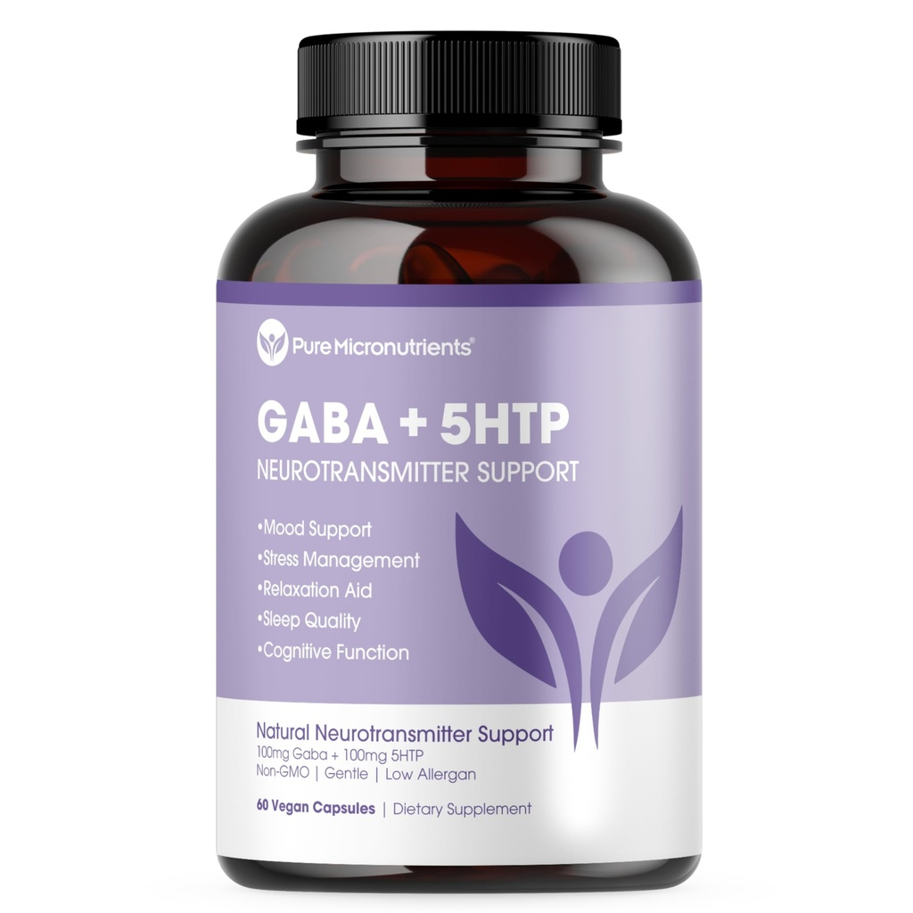 Puro 5-HTP (5-Hydroxytryptophan) Plus suplemento GABA - para el sueño, la gestión de la tensión del humor - 60 cápsulas de verduras