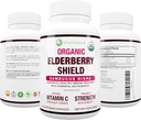 Max Strength USDA Organic Black Elderberry, Black Currant Extract " Echinacea Silencioso 3 en 1 Natural Immune Support " Vitamin C ¦ Sugar-Free, Vegan-Friendly ← Homeopathic Remedy ← 60 Count