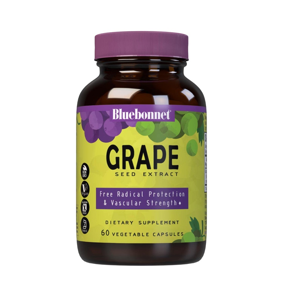 BlueBonnet Super Fruit Grape Seed Extract Suplemento, 60 Cuenta, Blanco (743715008403)