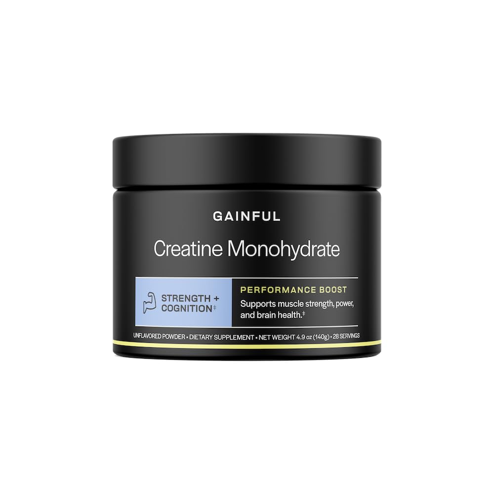 Gainful Creatine Powder, Post Workout Amino Acid Supplement, Muscle, Energy & Focus Support, 5g Creatine Monohydrate, Unflavored, 28 Servings