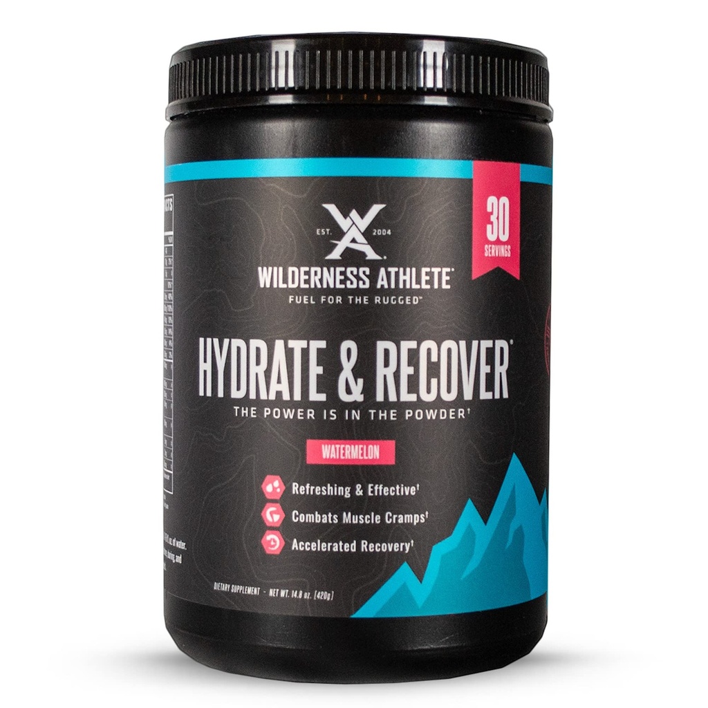 Wilderness Athlete - Hydrate & Recuperar tóxico Liquid Hydration Powder Electrolyte Drink Mix - Recover Faster with Bcaas - Hydrate Powder with 1000mg of Vitamin C - 30 Serving Tub (Watermelon)