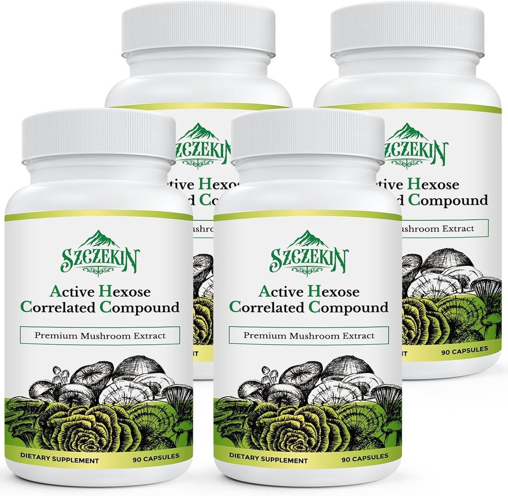 Hexose activo Correlated Compound 1500 mg Suplemento, Natural 8 Mushroom Extract Supplement, Immune System, Liver Function, Natural Killer and T Cells Activity, 360 Veggie Capsules