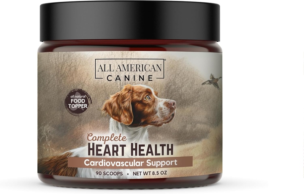 Función completa de la salud del corazón Función de la cardiaca Apoyo Powdered Suplemento Topper de alimentos para perros, 90 Servimientos