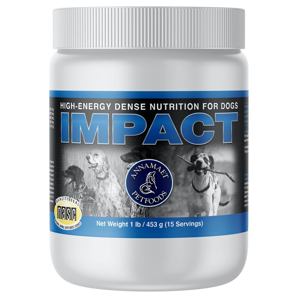 Annamaet Impact – Suplemento de Nutrición de Densa de alta energía para perros – ayuda a apoyar la Peso saludable en atletas caninas, perros post-quirúrgicos y perros con metabolismo rápido - 1 lb