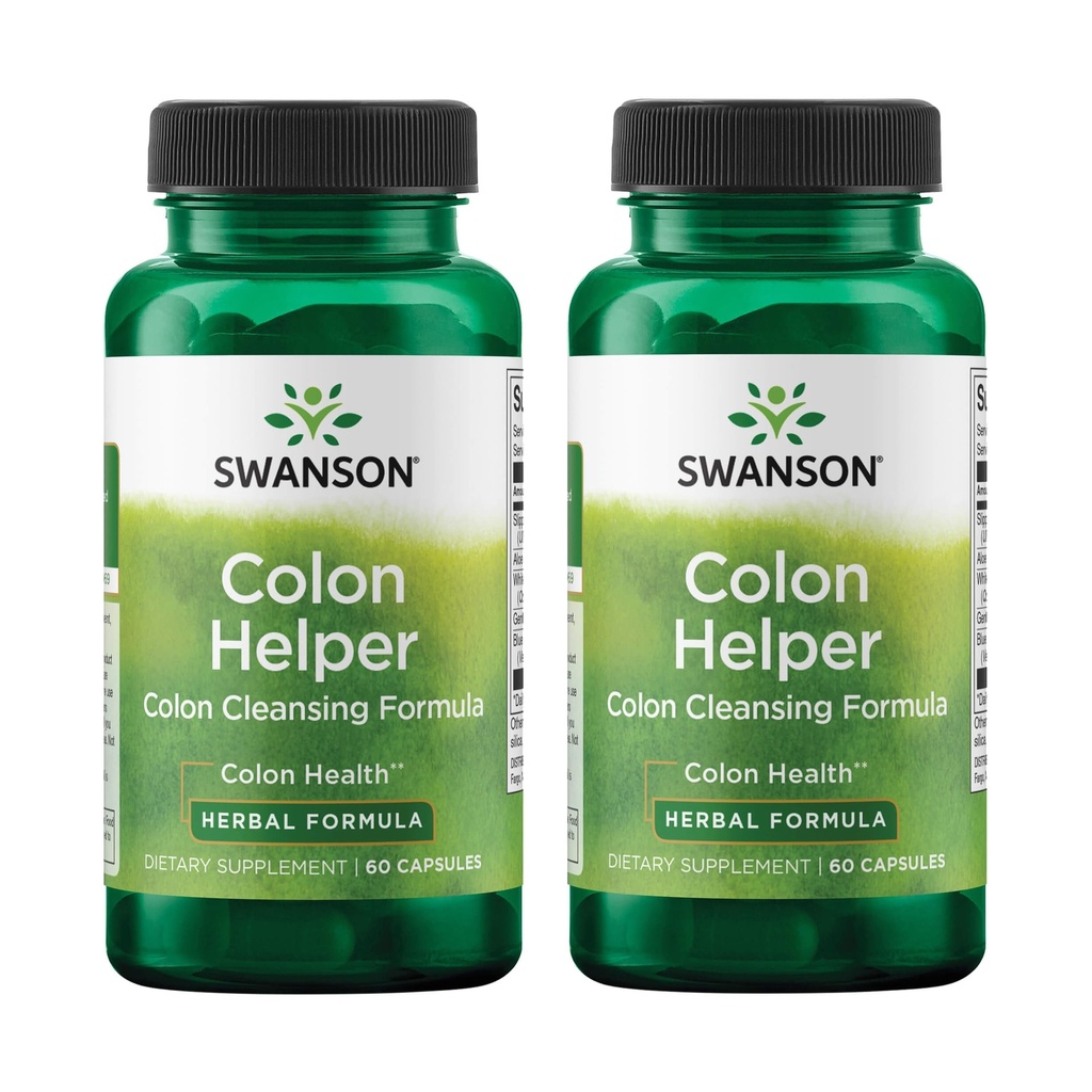 Swanson Colon Helper - promueve la salud digestiva utilizando Vervain, Goldenseal Root, Slippery Elm Bark &amp; More - Herbal Supplement Aiding Healthy Eliminations - (60 Capsules) (2 Pack)