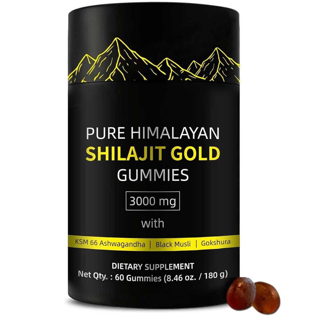 Shilajit Gummies tención alfa Gummies for Men ¦ Lab Tested I No Añadido Sugar ← Ashwagandha, Gokshura Silencio Fulvic Acid &amp; 85+ Trace Minerals for Men, Women ← Non-GMO ← 60 Gummy